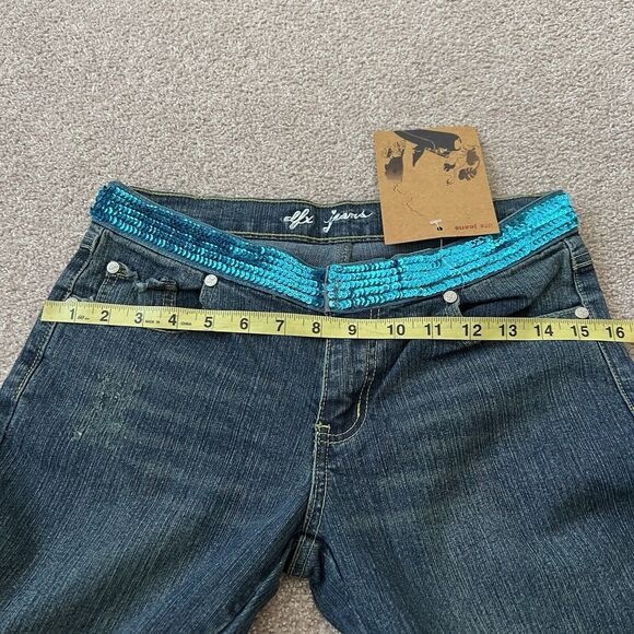 Vintage Y2K Dfx Jeans Sequin Belt Wrap Around Low Rise Wide Leg 7 - Picture 6 of 8
